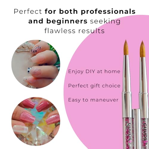 Acrylic Nail Art Brush ? Kolinsky Brush for Acrylic Application ? Ultra-Precise, Durable & No Shedding ? Perfect for Salon, DIY & Pro Use - Enhance Your Skills with GUUDSUP - Size 12
