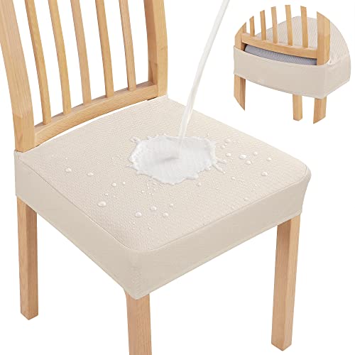 Smiry Waterproof Beige Dining Chair Seat Covers Set of 8