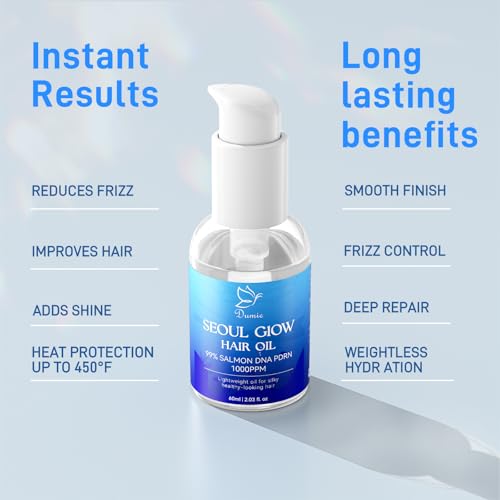 Salmon DNA Hair Oil with Argan & Jojoba for Deep Repair & Shine - Heat Protectant, Frizz Control, Lightweight - 2.03 fl oz