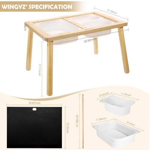 WINGYZ Kids Sensory Table with 3 Storage Bins, 29.9 x 21.32 x 17.7 Inches, Toddler Safe Play & Study Table