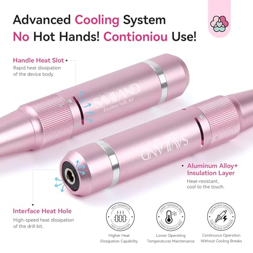 SAVILAND Professional Nail Drill 40000 RPM & Cuticle Remover and Cuticle Oil: Portable Diamond Nail Drill Kit Rechargeable 4000 mAh Electric Nail File with Ceramic Nail Drill Bits