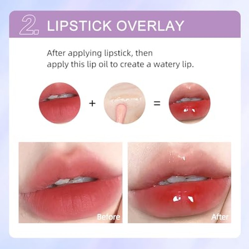 2Pcs Crystal Jelly Moisturizing Lip Oil Hydrating Lip Gloss Set, Non-sticky Fresh Texture Nourishing Plumping Lip Oil Long Lasting Lip Care Tools