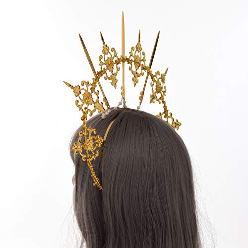 Gold Halo Crown Headband for Women Halloween Costume Accessory - Blessume