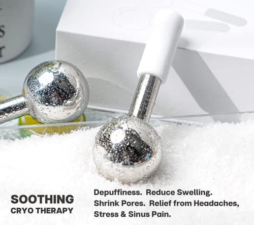 VRAIKO Ice Globes & Gua Sha Set - White Facial Cryo Tools for Dark Circles Puffiness