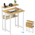 GreenForest Folding Desk with Adjustable Monitor Stand - 24.8 Inch Oak