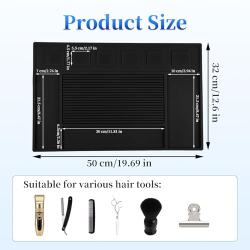 Magnetic Barber Mat for Clippers & Tools - Organizer for Hairdressing Station