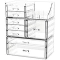 Acrylic Clear Makeup Organizer Countertop,Stackable Skincare Organizer for Vanity With 8 Drawers,Large Plastic Desk Accessories Organization,Bathroom Cosmetic Organizer Countertop for Beauty,Skin Care