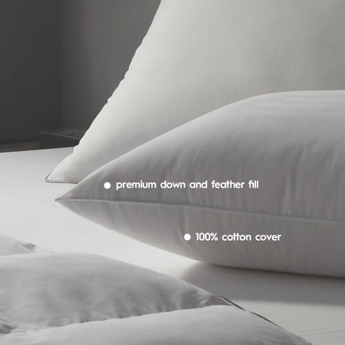 Globon Standard Size Feather Down Pillow – Medium Firm Hotel-Quality Support