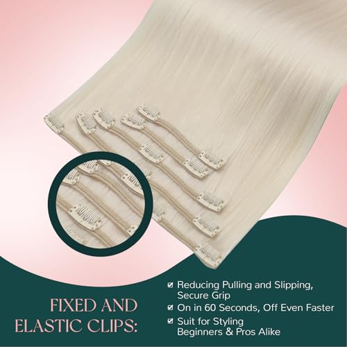 Easyouth Blonde Clip-In Human Hair Extensions 18 Inch 5-Piece Set for Natural Look & Easy Styling
