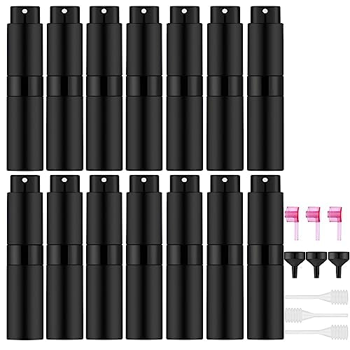 Lil Ray Matte Black 8ml Refillable Perfume Atomizer 14pcs Portable Spray Bottles