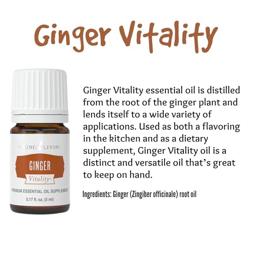 Young Living Ginger Vitality Essential Oil 5ml - Spicy Flavor Enhancer for Sweet and Savory Dishes - Digestive System Support - Culinary Aromatherapy for Cooking