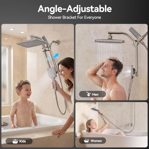 Brushed Nickel Dual Filtered Rainfall Handheld Showerhead Combo for Hard Water