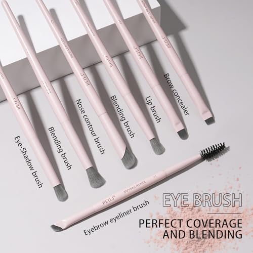 Pink Professional Makeup Brush Set - 12 Dense Synthetic Face & Eye Brushes with Elegant Storage