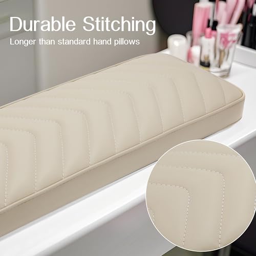 NOVAL Arm Rest Manicure Board for Pedicure Chairs - 9x27 Inch Khaki PU Leather Salon Hand Rest, Easy to Clean & Non-Slip