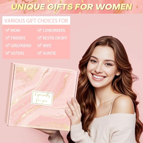Rose Self Care Gift Basket for Women - Relaxing Spa Gifts for Birthday, Mom, Wife, Sister, Friend
