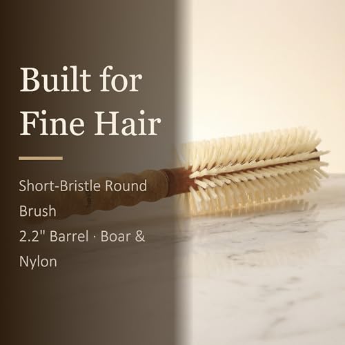 TRENFI Boar Bristle Round Hair Brush for Bangs & Short Layers, 2.2 Inch Diameter