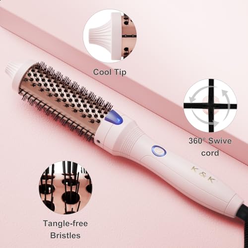 White 1.25 Inch Ionic Hot Brush Hair Curler for Volume & Loose Curls