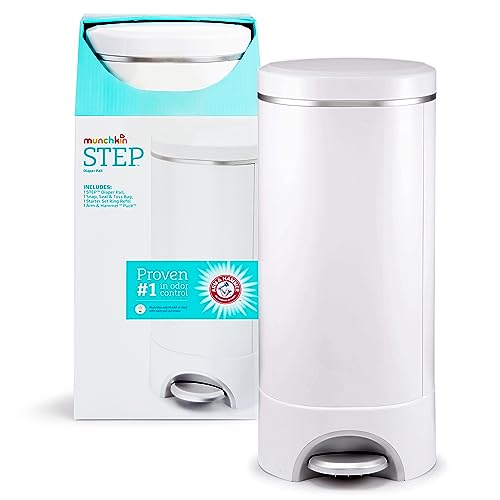 Diaper Pail - Munchkin STEP Powered by Arm & Hammer with Odor Control & Refill Pack