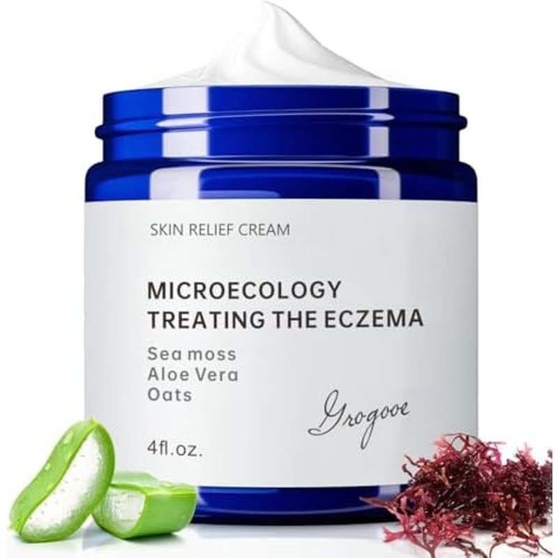Crogooe Natural Soothing Eczema Cream for Dry & Itchy & Sensitive Skin - Fragrance-Free Moisturizer with Sea Moss, Aloe Vera & Oats for Intense Hydration & Comfort £¬Safe for All Ages (4 oz)