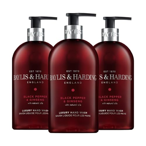 Liquid Hand Soap with Dispenser - Black Pepper & Ginseng 16.9oz/500ml (3-Pack)