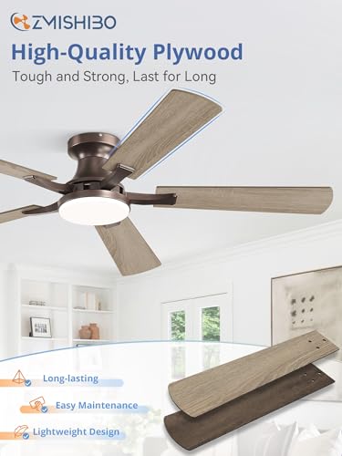 52 Inch Ceiling Fan with Lights - Remote & App Control, Flush Mount, Brown