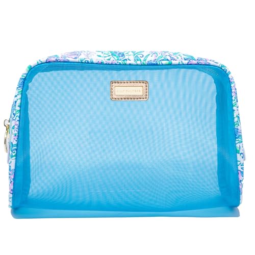 Lilly Pulitzer Clear Zipper Pouch, Cute Pencil Case for Adults, Travel Toiletry Bag, Small Pouch Bag for Supplies, Makeup or Toiletries, Just a Pinch