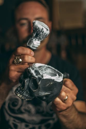 Men's Shaving Kit with Skull Lather Bowl and Natural Shaving Cream