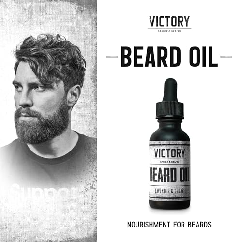 Victory Barber & Brand Beard Oil for Men - Moisturizing, Scented Cedar & Lavender, End Beardruff, Made in USA