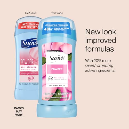 Suave Antiperspirant Deodorant for Women - Powder 12-Pack, 2.6 Oz Solid Sticks, Invisible & Talc-Free - Variation of THIS listing
