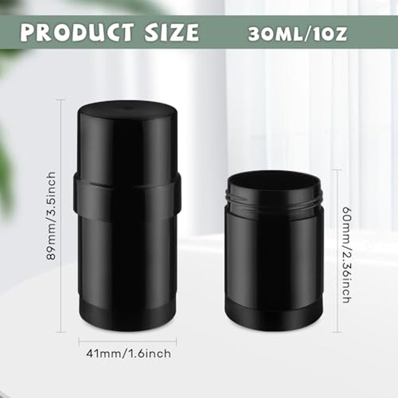 30ml/1oz Black Plastic Deodorant Containers Empty Filling Stick Tube Twist Up Deodorant Bottles for DIY Cosmetic Sunscreen Lip Balm Crayon Lotion Bar - 15 Pcs