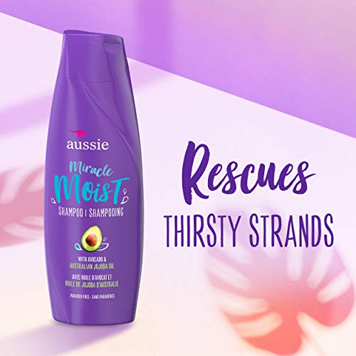 Aussie Paraben-Free Miracle Moist Shampoo for Dry Hair - 360ml with Avocado & Jojoba Oil