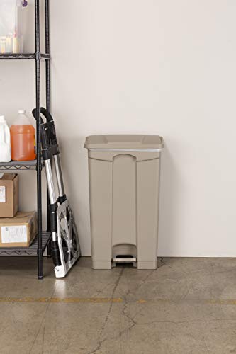 Plastic Step-On Trash Can with Foot Pedal 17 Gallon - Tan