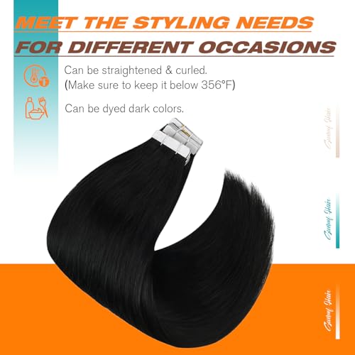 Sunny Hair Tape-in Hair Extensions - 12 Inch Jet Black, 10pcs, 22.# 1 Variation