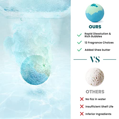 ZenBombs Bath Bombs Set - 12 Scented Natural Shea Butter Fizzes, Blue Box 24 pcs