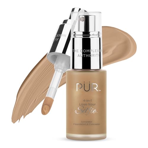 P?R MINERALS 4-in-1 Love Your Selfie Longwear Foundation & Concealer Full Coverage Liquid Foundation, Hydrating Formula, Cruelty Free