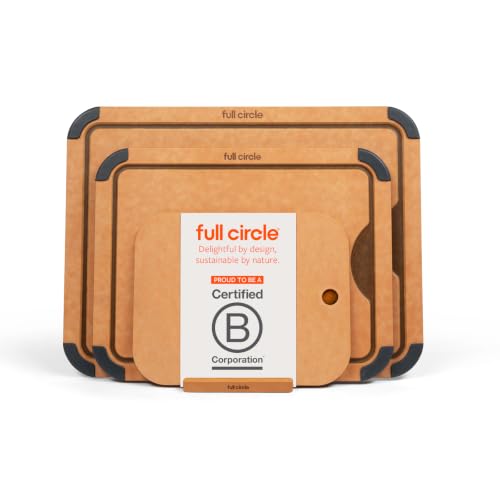 Full Circle 3-Piece Better-Than-Wood Cutting Board Set with Holder - Dishwasher Safe