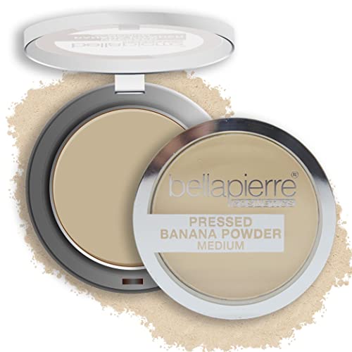 Bellapierre Pressed Banana Setting Powder Medium - Compact Color-Correcting Face Powder, Matte Translucent Finish, Under-Eye Brightening, Talc-Free