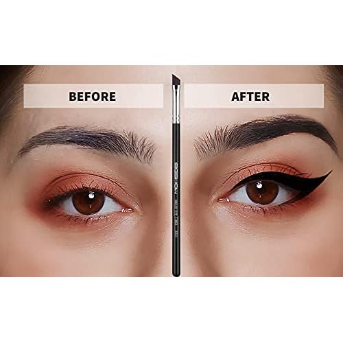 Eyeliner Brush Fine Angled - PRO Precision Gel Eye Liner Makeup Brush -Ultra Thin Slanted Flat Angle - Premium Cruelty Free Synthetic Bristles (E835 2piece)
