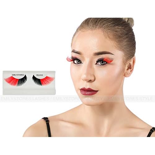 Red Black Eyelashes For Queen of Hearts Costume Accessories Halloween Lashes 1 Pair