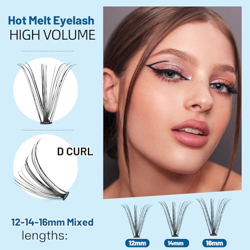 Product Customized,Large Tray-200Pcs 20 Roots Individual Fake False Eyelashes Cluster Thickness 0.07mm Mixed 8-16mm Dramatic Look 3D Volume Eye Lashes Extensions Beauty Tools (12-14-16mm)
