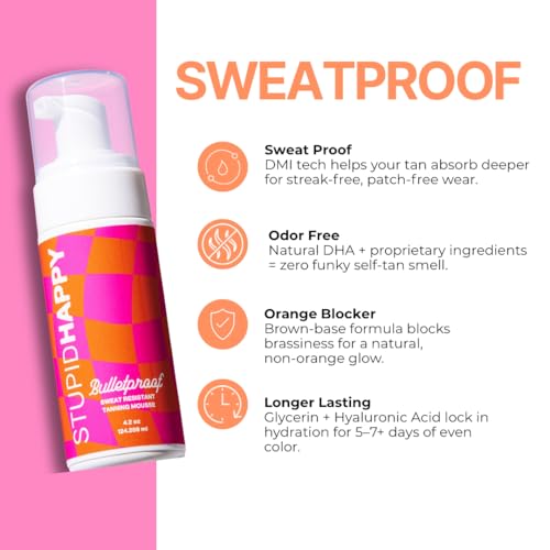 Self Tanner Mousse for Women ? Sweat-Resistant, Odor-Free & Streak-Free | Brown-Based, Water-Based Formula for a Natural Medium Tan | Rapid Rinse, Non-Toxic Sunless Tanning Mousse, 4.2 fl oz