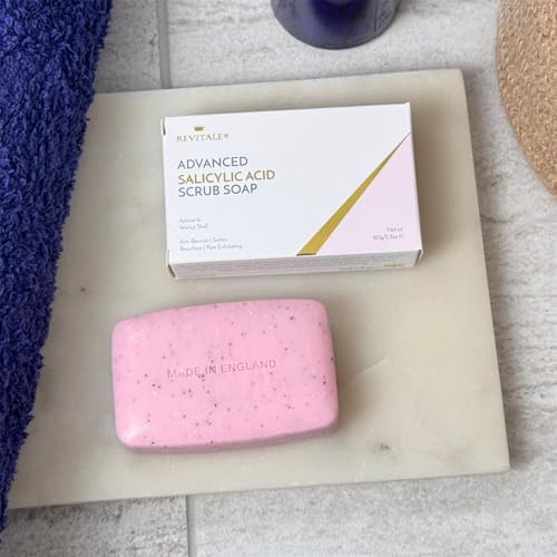 REVITALE Advanced BHA Salicylic Acid Scrub Soap ? Exfoliating Bar for Face & Body, Deep Pore Cleanser, Anti-Blemish, Skin Softening