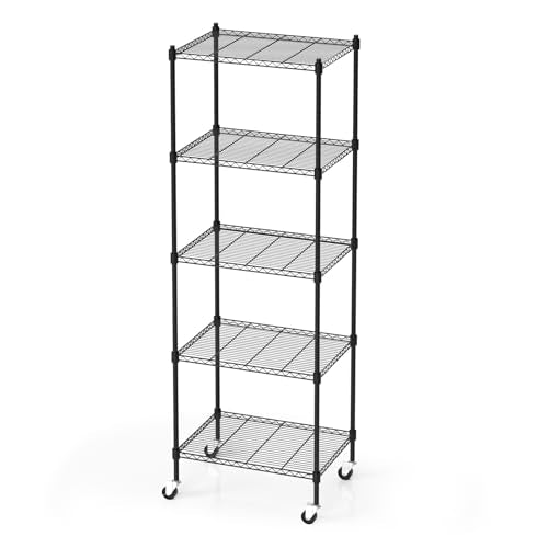5-Tier Heavy Duty Mobile Shelving Unit with Wheels, 865lb Capacity, 23.6 x 17.7 x 72, Black – FUXRYTH