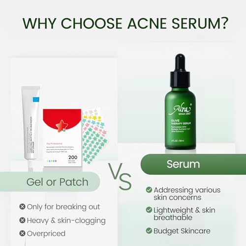 Olive Therapy Face Serum - Acne & Oil Control with 22% Olive Extracts – 0.5 Fl Oz