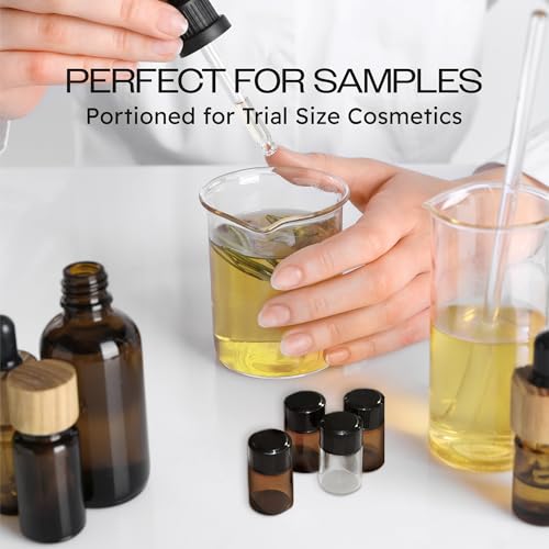 Beauticom 2ML Amber Glass Vial Pack of 144 with Orifice Reducers - Travel & Aromatherapy Bottles