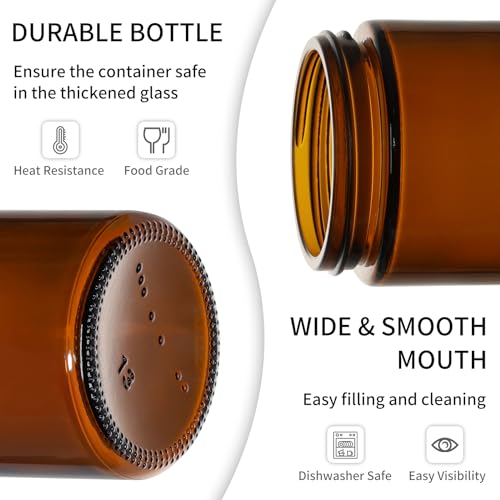 1oz Amber Glass Cosmetic Jars with Black Lids - Set of 36, UV-Protection, Reusable