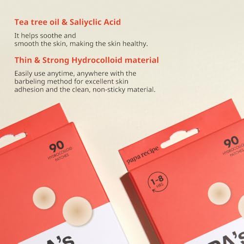 Papa Recipe Spot Patches, Hygienic Acne Patch (90 Pack) - Hydrocolloid Acne Pimple Patches for Face, Blemishes and Zits Absorbing Patch, Breakouts Spot Treatment for Skin Care, Invisible Pimple patch
