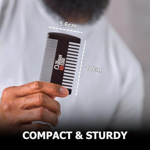 That Urban Edge Wooden Beard Comb for Men | Anti-Static Dual-Sided Wide & Fine Tooth Beard Pick & Mustache Comb | Smooth No-Snag Grooming, Pocket-Size Detangler