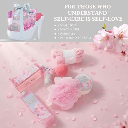 Spa Luxetique Cherry Blossom High Heel Gift Set for Women – Elegant Spa & Bath Gifts