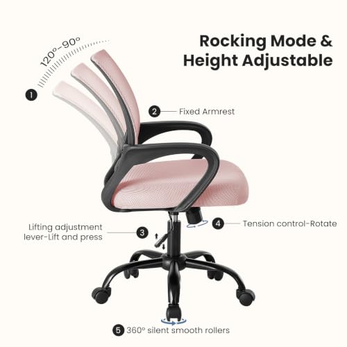 Pink Ergonomic Office Chair with Lumbar Support - 2 Pack